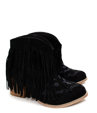 Amos Fringe Ankle Bootie in Black Suede - 110 Fashion Boots - The Farmhouse