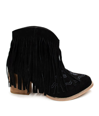Amos Fringe Ankle Bootie in Black Suede - 110 Fashion Boots - The Farmhouse