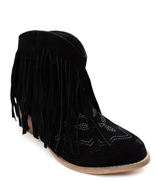 Amos Fringe Ankle Bootie in Black Suede - 110 Fashion Boots - The Farmhouse