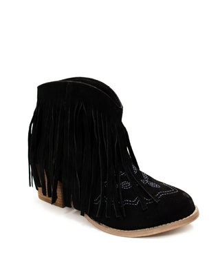 Amos Fringe Ankle Bootie in Black Suede - 110 Fashion Boots - The Farmhouse
