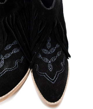 Amos Fringe Ankle Bootie in Black Suede - 110 Fashion Boots - The Farmhouse