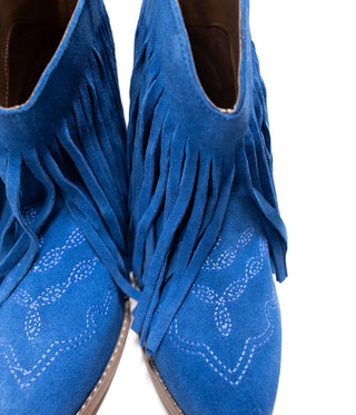 Amos Fringe Ankle Bootie in Blue Suede - 110 Fashion Boots - The Farmhouse