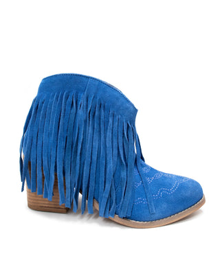 Amos Fringe Ankle Bootie in Blue Suede - 110 Fashion Boots - The Farmhouse