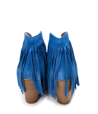 Amos Fringe Ankle Bootie in Blue Suede - 110 Fashion Boots - The Farmhouse