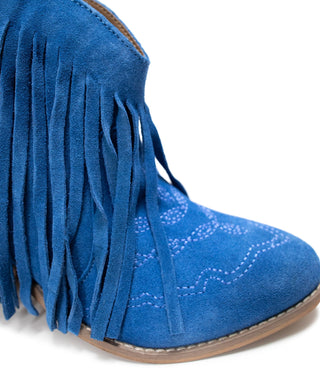 Amos Fringe Ankle Bootie in Blue Suede - 110 Fashion Boots - The Farmhouse