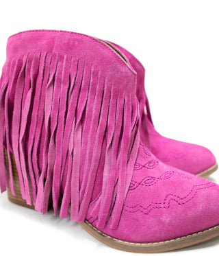 Amos Fringe Ankle Bootie in Magenta Suede - 110 Fashion Boots - The Farmhouse