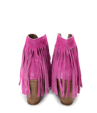 Amos Fringe Ankle Bootie in Magenta Suede - 110 Fashion Boots - The Farmhouse