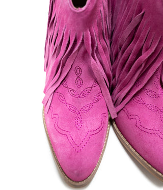 Amos Fringe Ankle Bootie in Magenta Suede - 110 Fashion Boots - The Farmhouse