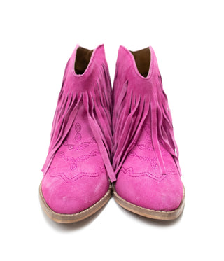 Amos Fringe Ankle Bootie in Magenta Suede - 110 Fashion Boots - The Farmhouse