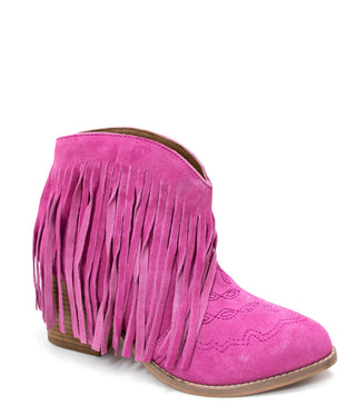 Amos Fringe Ankle Bootie in Magenta Suede - 110 Fashion Boots - The Farmhouse