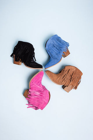 Amos Fringe Ankle Bootie in Magenta Suede - 110 Fashion Boots - The Farmhouse