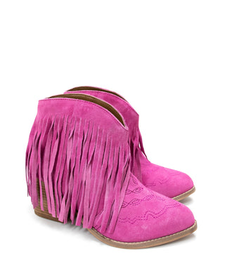 Amos Fringe Ankle Bootie in Magenta Suede - 110 Fashion Boots - The Farmhouse