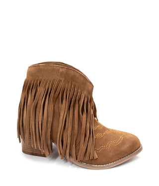 Amos Fringe Ankle Bootie in Tan Suede - 110 Fashion Boots - The Farmhouse