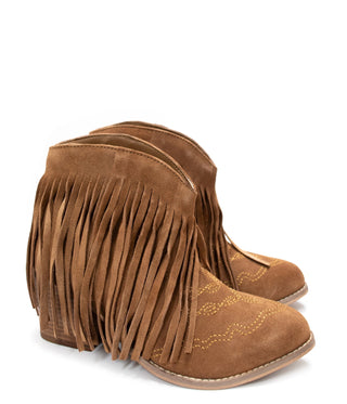 Amos Fringe Ankle Bootie in Tan Suede - 110 Fashion Boots - The Farmhouse