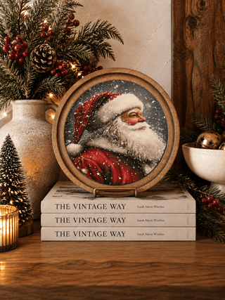 Antique Santa Christmas Arch Framed Art 8" Round - 420 Home Decor - The Farmhouse