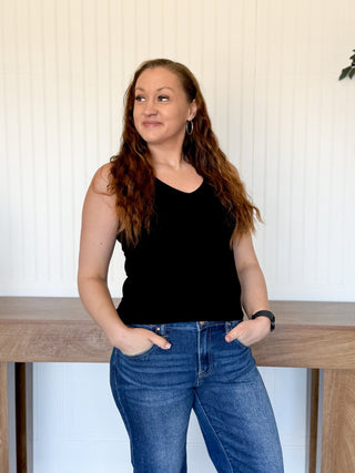 Anytime Essential V - Neck Tank, Black - 130 Basics - The Farmhouse