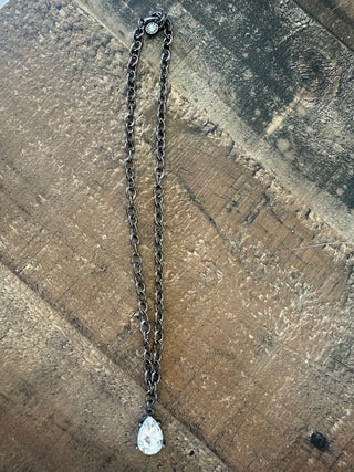 Aurora Crystal Pendant Necklace, Gunmetal - 290 Jewelry - The Farmhouse