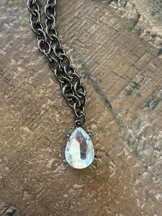 Aurora Crystal Pendant Necklace, Gunmetal - 290 Jewelry - The Farmhouse