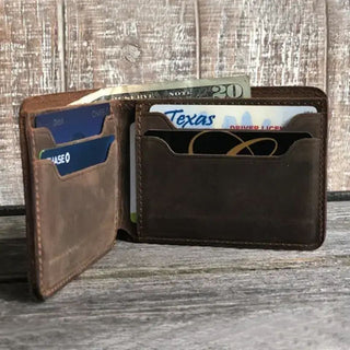 Authentic Leather Unisex Bi - Fold Men's Wallet, Dark Brown - 320 Men's - The Farmhouse