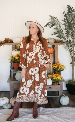 Autumn Bloom Midi Dress - 170 Dresses - The Farmhouse