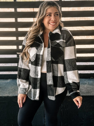 Autumn Breeze Flannel Shacket, Black - The Farmhouse