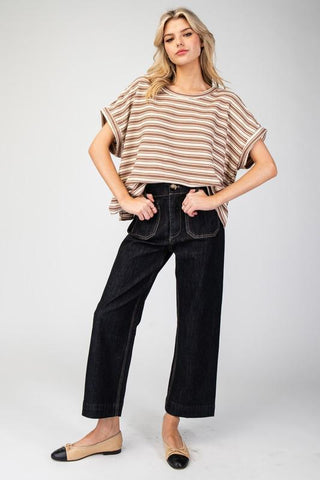 Autumn Stripe Boxy Top, Coco - The Farmhouse