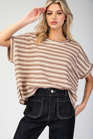 Autumn Stripe Boxy Top, Coco - The Farmhouse