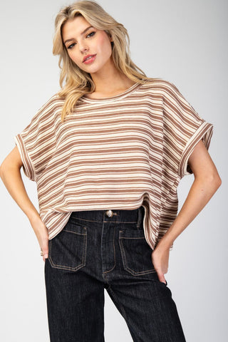 Autumn Stripe Boxy Top, Coco - The Farmhouse