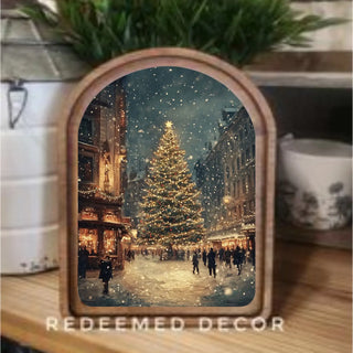 Main Street Christmas Tree Arch Framed Art, 8.25 x 11”