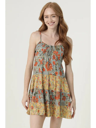 The Portofino Patchwork Mini Ruffle Dress