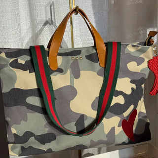 Chelsie Canvas Printed Tote, Camo