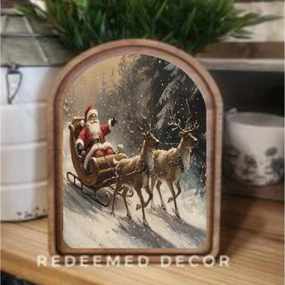 Santa Sleigh Christmas Arch Framed Art, 8.25 x 11”