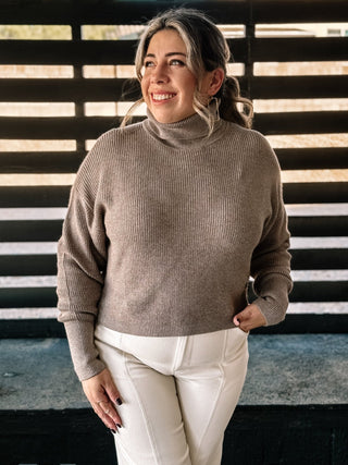 Backroads Turtleneck Knit Sweater, Mocha - The Farmhouse