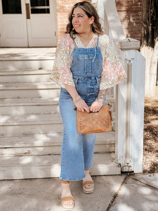 Denim Overalls With Front Pocket and Spaghetti Straps 