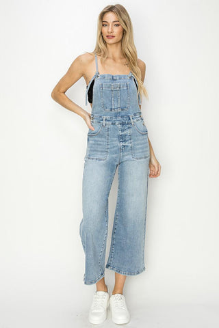 Bailey Crop Straight Spaghetti Strap Overalls - The Farmhouse