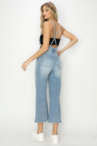 Bailey Crop Straight Spaghetti Strap Overalls - The Farmhouse