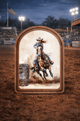 Barrel Racer Framed Art 6x8" - 420 Home Decor - The Farmhouse