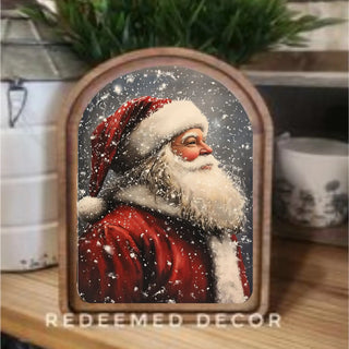 Antique Santa Christmas Arch Framed Art, 8.25" x 11"