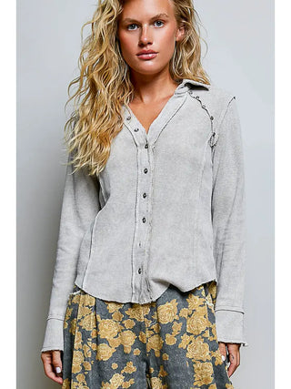 POL Women's Harvest Sand Vintage Shacket