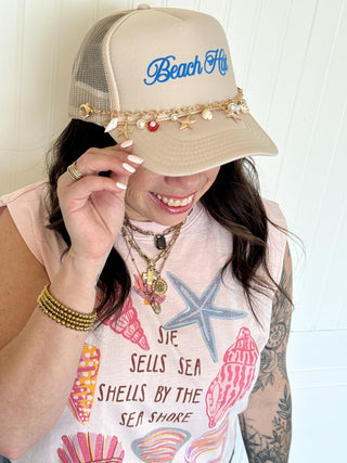 Beach Hat Cursive Cream Trucker - 260 Fashion Accessories - The Farmhouse