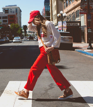 Side view of Bed Stu Andromeda tan rustic leather high-top sneaker