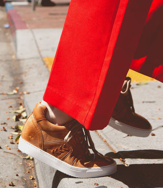 Back view of Bed Stu Andromeda tan rustic leather high-top sneaker