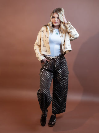 BIBI Women's Cocoa Confetti Wide-Leg Cargos - 240 Pants - The Farmhouse