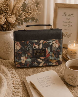 Bible Cover Fashion Black Floral Hope & A Future Jer. 29:11 - 423 Stationery - The Farmhouse