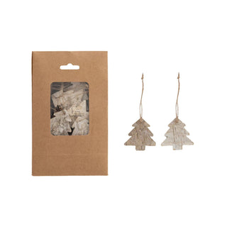 Birch Bark Tree Shaped Ornaments in Kraft Bag - 21 pc - The Farmhouse