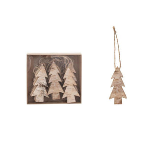 Birch Bark Tree Shaped Ornaments in Kraft Box - The Farmhouse