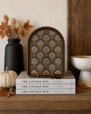 Black Tan Damask Arch Framed Art 8.25x11" - 420 Home Decor - The Farmhouse