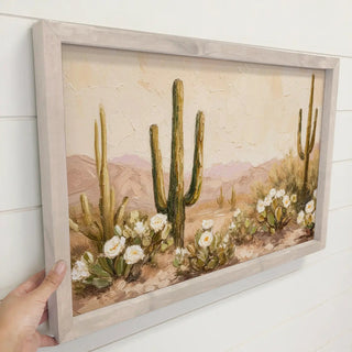 Blooming Beige Desert - Desert Landscape - Wood Framed Art 12x18" - 420 Home Decor - The Farmhouse