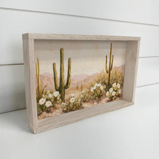 Blooming Beige Desert - Desert Landscape - Wood Framed Art 12x18" - 420 Home Decor - The Farmhouse