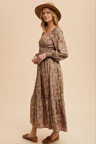 Blooming Horizons Boho Western Raglan Maxi Dress, Olive - The Farmhouse